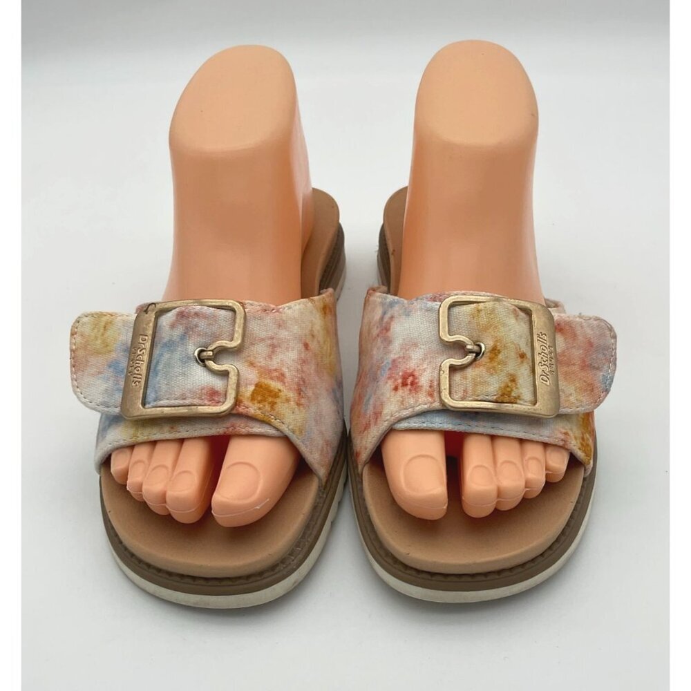 Dr. Scholls Originalist 2 Tie-Dye Slide Sandals Gold Buckle Womens 6M